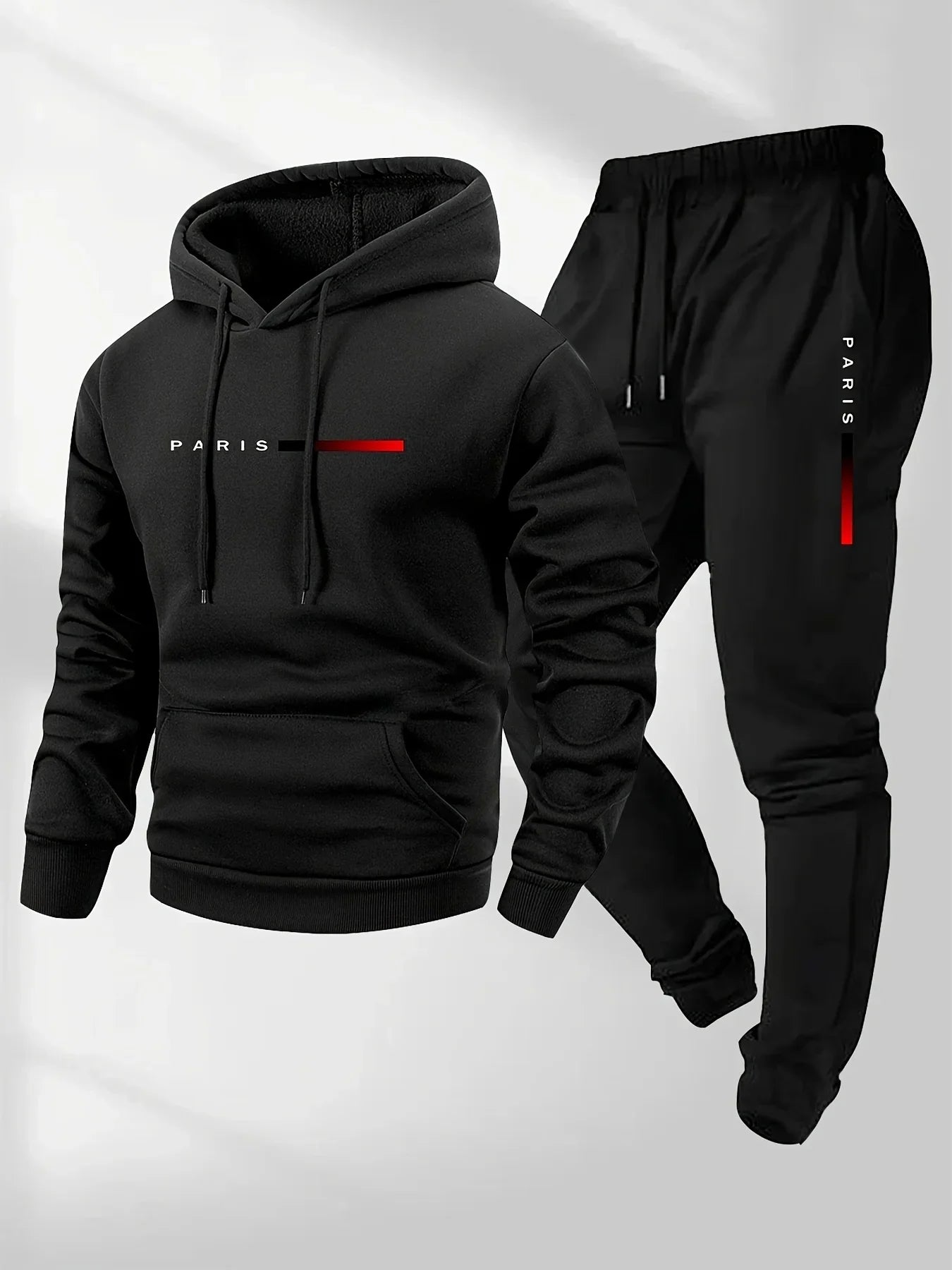 Paris Letter Printed Sweatshirt Set Men's Wool Hooded Sweatshirt Pants Set Spring and Autumn Winter Warm Casual Sportswear Set    Home Decor Supply | Online Retail | ShoreShopper.com