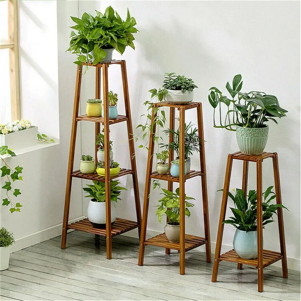 Tiered Bamboo Plant Pot Holder Tall Plant Display Shelf Flower Stand Indoor    Home Decor Supply | Online Retail | ShoreShopper.com
