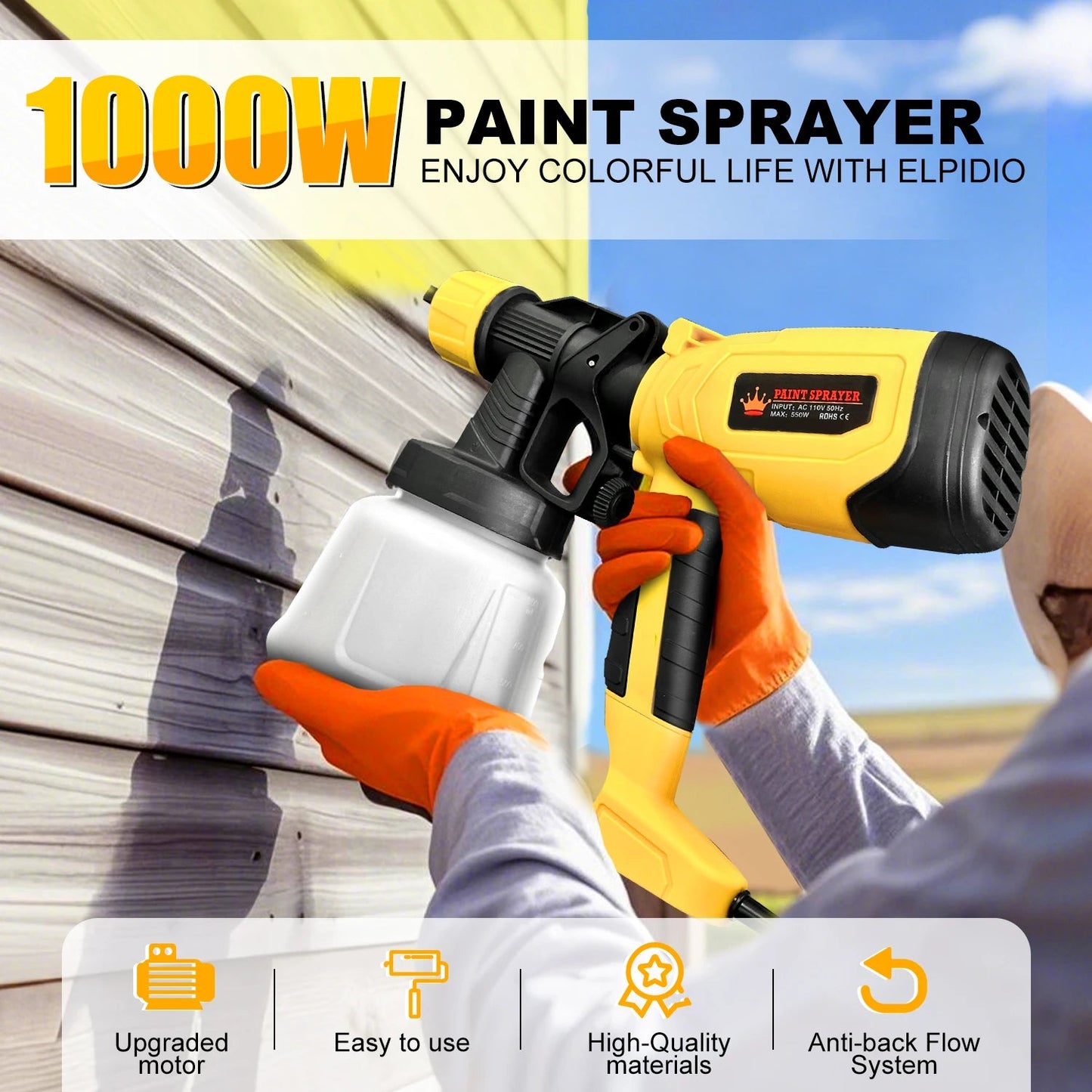 1000ML Electric Spray Gun Cordless Paint Sprayer Auto Furniture Steel Coating Airbrush Compatible For 21V Battery    Home Decor Supply | Online Retail | ShoreShopper.com