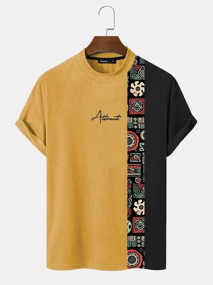 Men's C'EST LA VIE Paris Color Block T-Shirt Beige Gray Brown Casual Short Sleeve Fashion Top    Home Decor Supply | Online Retail | ShoreShopper.com