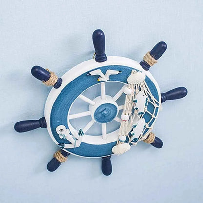 Marine Style Wood Ship Wheel Boat Steering Rudder Mediterranean Ornament Nautical Theme Birthday Party Kids Home Decorations