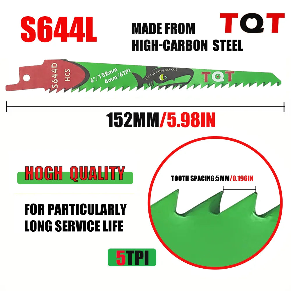 10Pcs 6-9.5-12 Inch Long Reciprocating Saw Blades 5-6Tpi Hcs 150mm Saber Blades for Cutting Wood Pvc for Bosch Makita Dewalt DIY Tool - ShoreCo.Shop