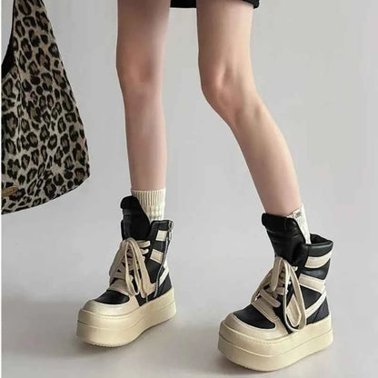 Shoes for Women Women's Ankle Boots Trendy Retro High-top Women's Shoes Fashion Casual Chunky Platform Luxury Designer Sneakers
