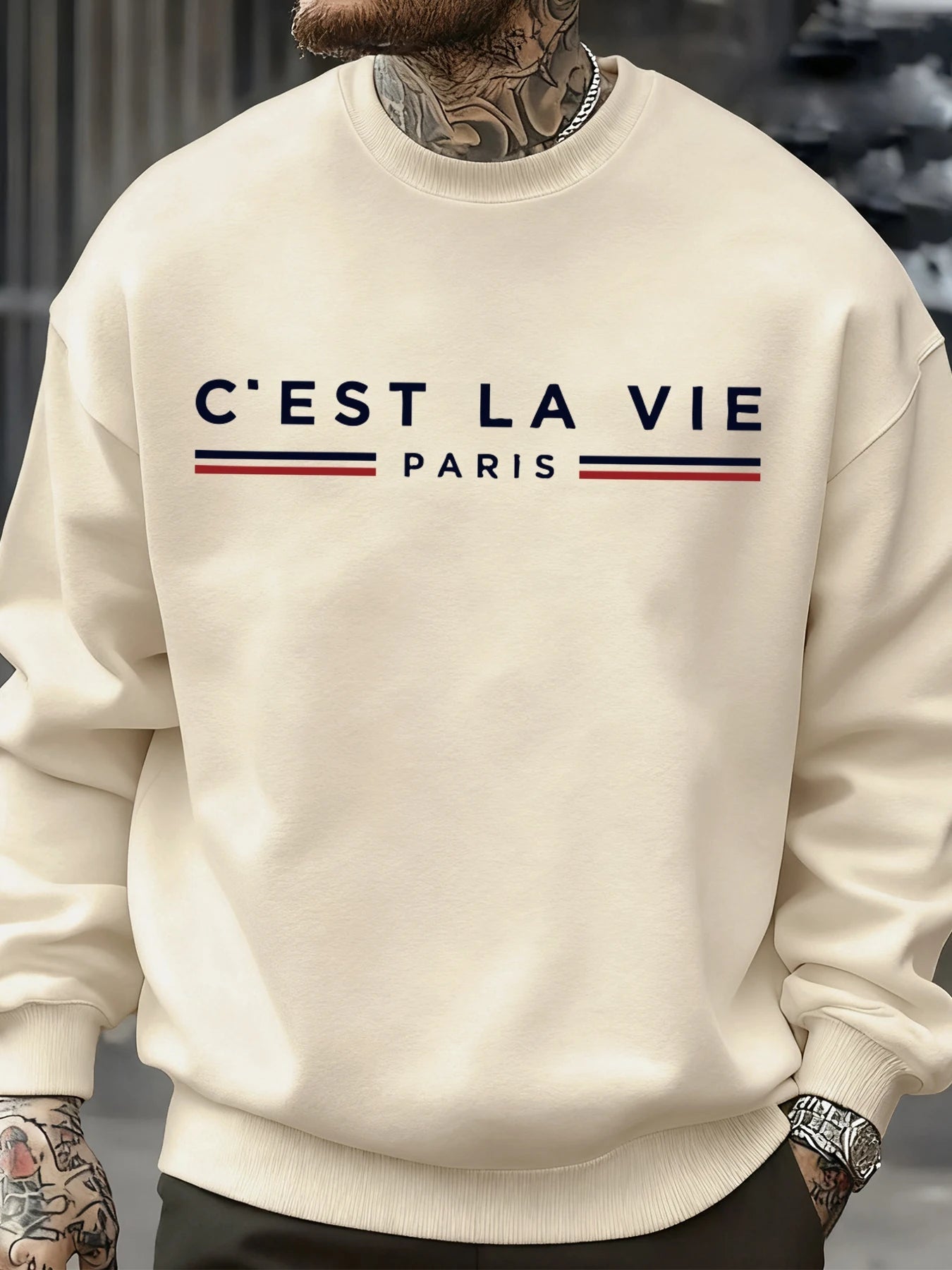 C'Est La Vie Paris Prints Man Sweatshirt Casual Loose Sportswear Hip Hop Fashion Pullovers Fleece Soft Clothing Crewneck Tops    Home Decor Supply | Online Retail | ShoreShopper.com