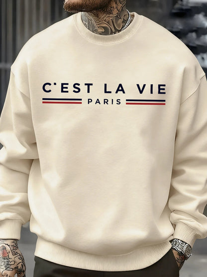 C'Est La Vie Paris Prints Man Sweatshirt Casual Loose Sportswear Hip Hop Fashion Pullovers Fleece Soft Clothing Crewneck Tops    Home Decor Supply | Online Retail | ShoreShopper.com