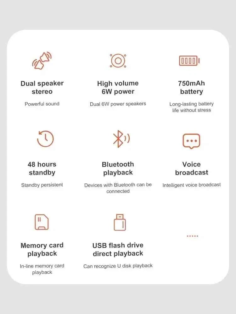 Speakers Wireless Stereo HD Sound Bluetooth 5.0 Portable IP65 Waterproof AUXLong Battery Dual PairingDurable TravelOutdoor