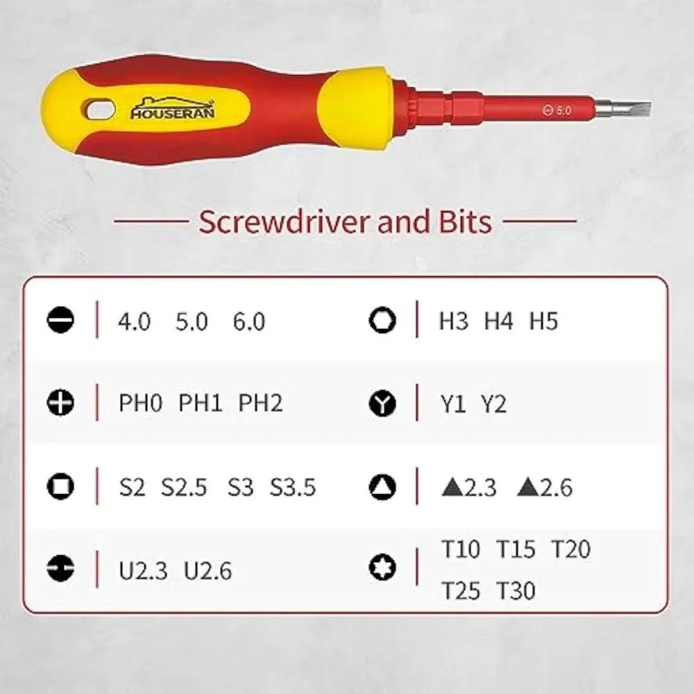 9714B 500V Insulated Screwdriver Set 12Pcs Double-Ended Insulated Screwdriver Tool with Non-Slip Handle All-in-One Prem    Home Decor Supply | Online Retail | ShoreShopper.com