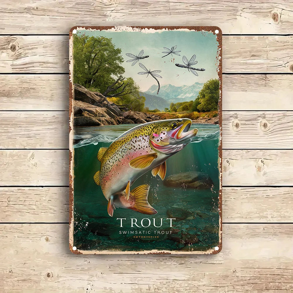 Rustic Metal Trout Wall Art - Vibrant Waterproof Sign, Easy to Hang for Home Decor, Bar, Cafe, Garden, Man Cave & More    Home Decor Supply | Online Retail | ShoreShopper.com