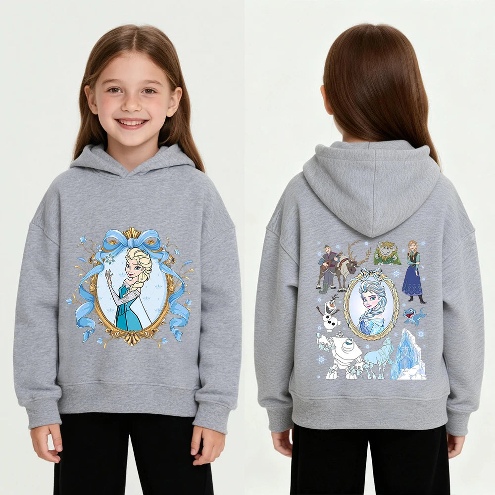 Disney Princess Elsa Cartoon Print Autumn/Winter Children's Fashion Casual Warm Hoodie Coat - ShoreCo.Shop