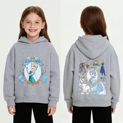 Disney Princess Elsa Cartoon Print Autumn/Winter Children's Fashion Casual Warm Hoodie Coat - ShoreCo.Shop