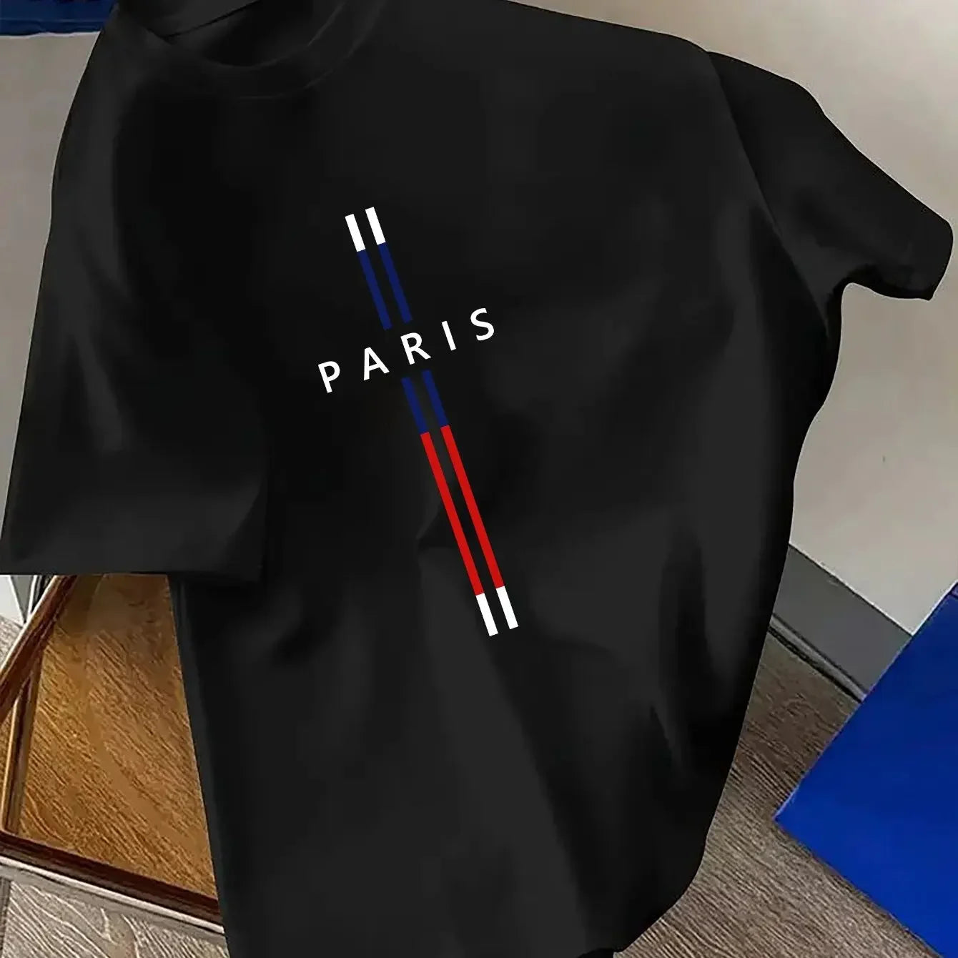 Summer Men 100% cotton fashion casual loose fit plus size Paris letter print round neck short sleeve T-shirt top    Home Decor Supply | Online Retail | ShoreShopper.com