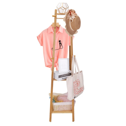 Bamboo Coat Rack Free Standing 2-Shelves Clothing Storage Garment Organizer Stand with 8 Hooks Clothes Poles 55kg Load-bearing f    Home Decor Supply | Online Retail | ShoreShopper.com