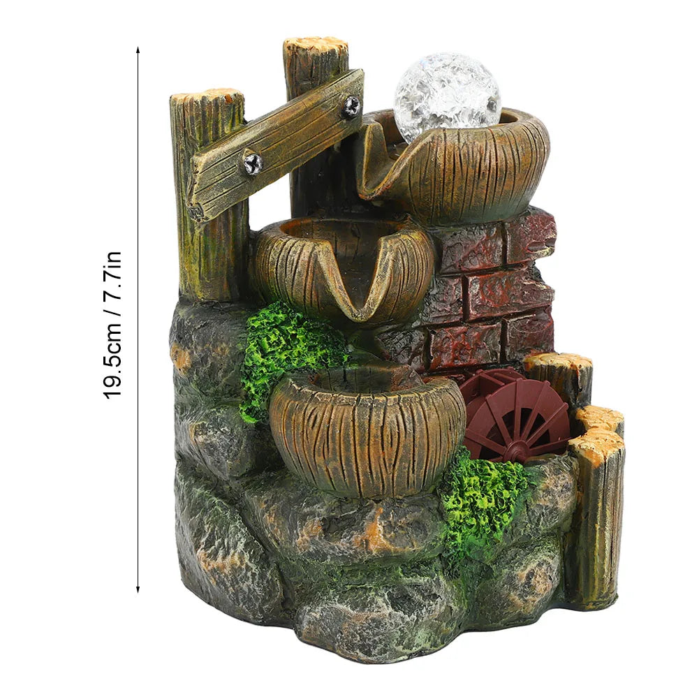 Resin Desktop Fountain Flowing Water Ornament Simulation Landscape Desktop Decoration for Home Hotel Office EU Plug    Home Decor Supply | Online Retail | ShoreShopper.com