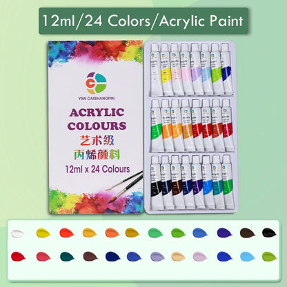 12/18/24/36 Colors Acrylic Paint Set Art Supplies акриловые краски 야광도료 for Artist On Metal Plastic Ceramic Leather Wood Glass    Home Decor Supply | Online Retail | ShoreShopper.com