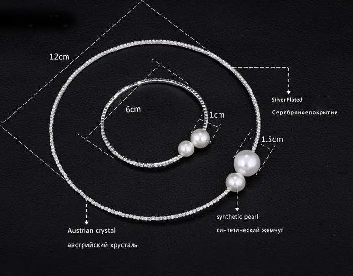 Wedding Bridal Jewelry Set String of Pearls Prom Silver Color Crystal Bracelet Necklace Earrings for Women jewellery sets    Home Decor Supply | Online Retail | ShoreShopper.com