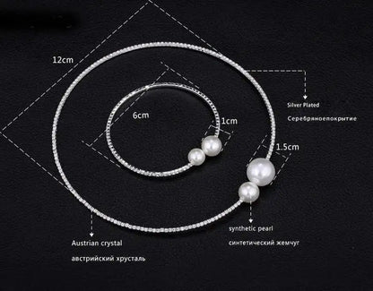 Wedding Bridal Jewelry Set String of Pearls Prom Silver Color Crystal Bracelet Necklace Earrings for Women jewellery sets    Home Decor Supply | Online Retail | ShoreShopper.com