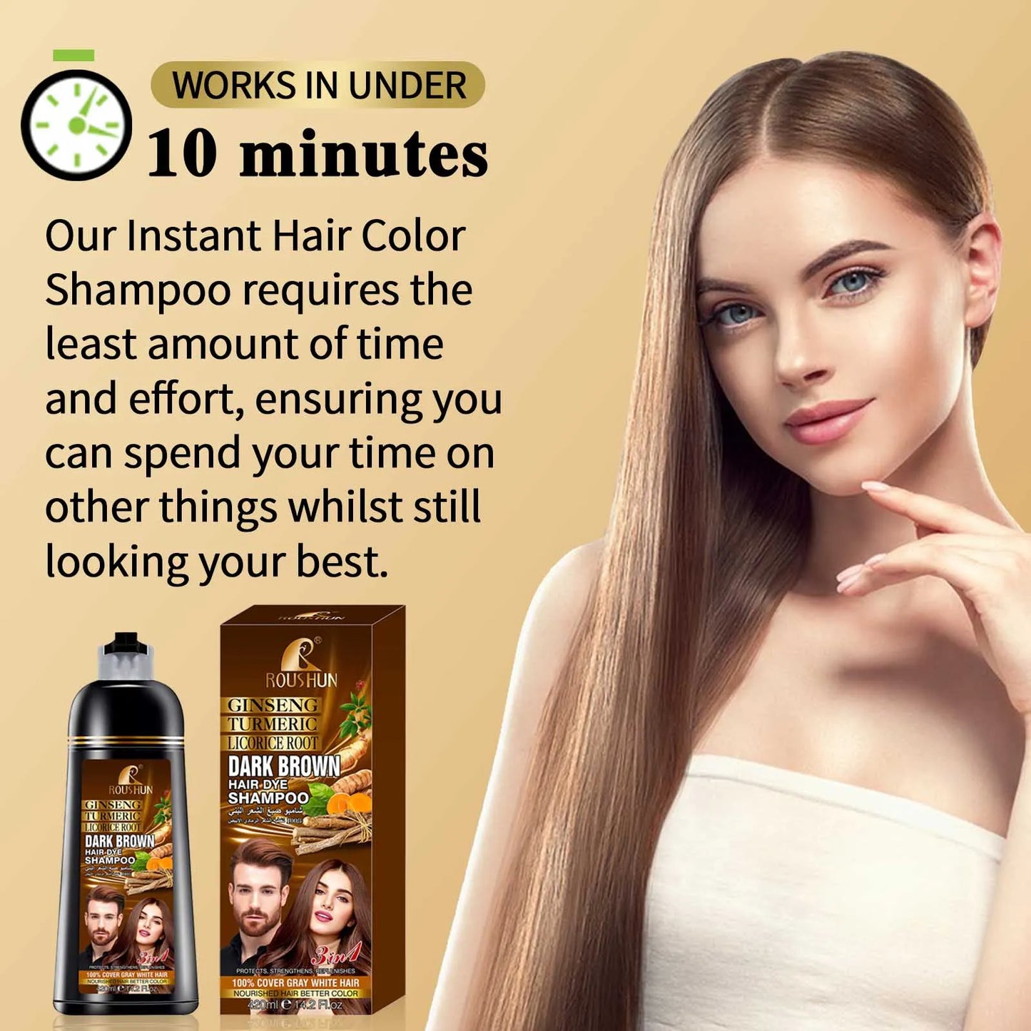 Brown Hair Color Shampoo for Gray Hair Instant Hair Dye Shampoo Hair Coloring in Minutes Natural and Long lasting color Hair Dye - ShoreCo.Shop