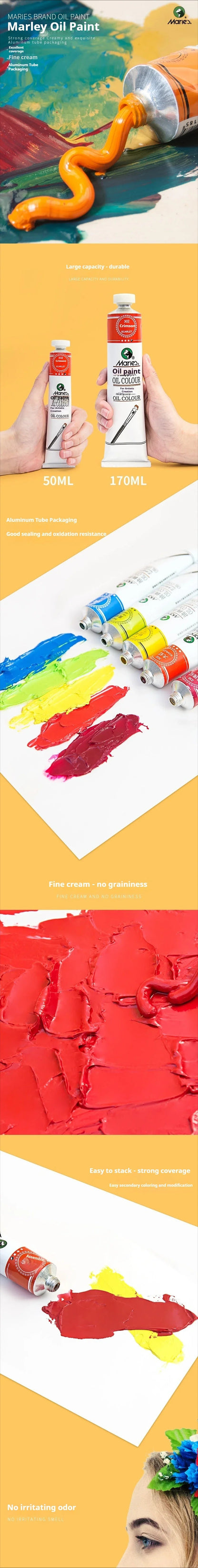Marie's Oil Paint 170ML Oil Painting Art Creation Pigment Large Oil Paint Paint Single Commonly Used 24 Colors    Home Decor Supply | Online Retail | ShoreShopper.com
