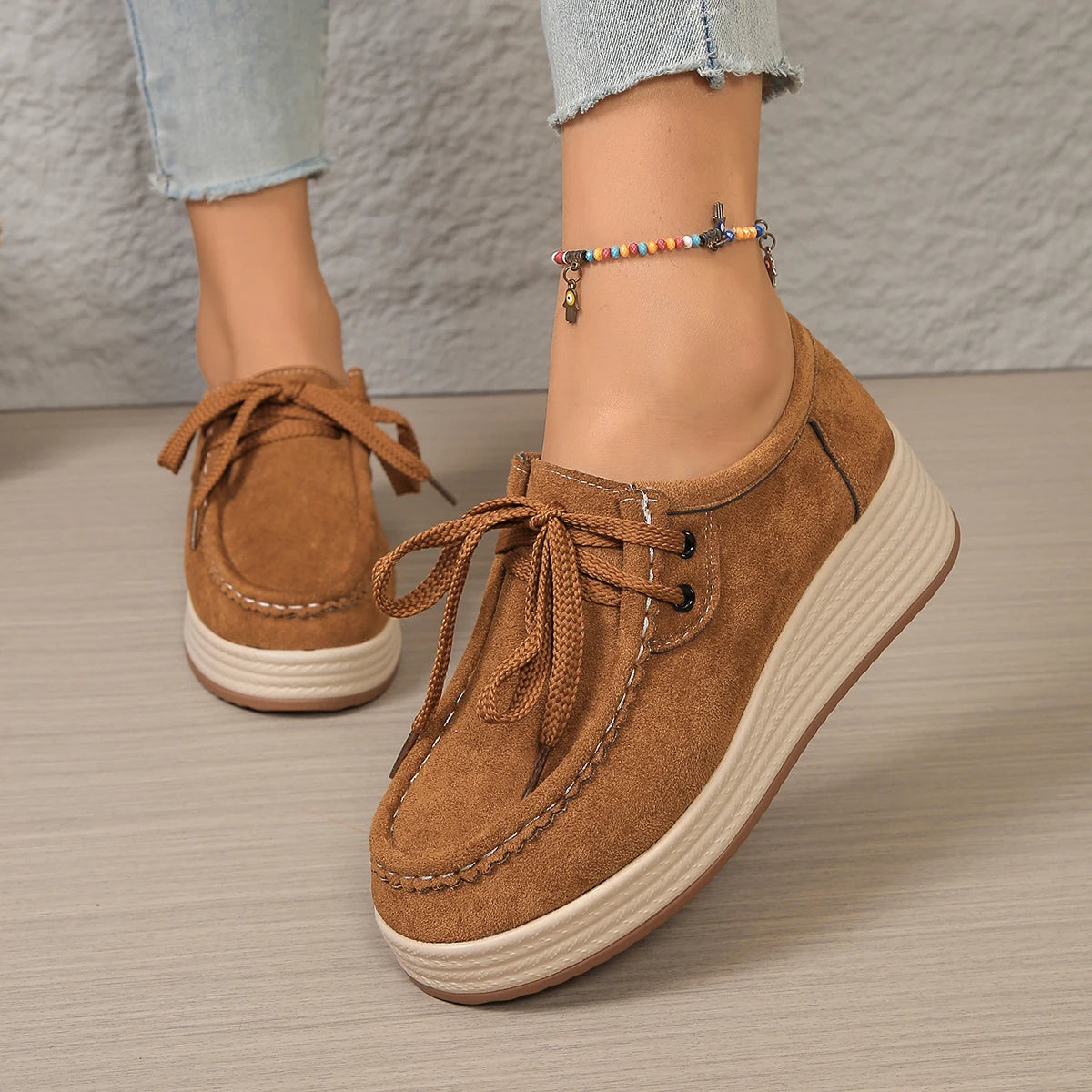 Women's Sports Shoes Spring Autumn Fashion Platform Sneakers Lace-up Round Toe Wedges Casual Comfortable Women's Shoes    Your Coastal Marketplace | Shoreshopper.com