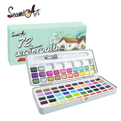 Seamiart 50/72/90/100 Color Solid Watercolor Paint Set Basic Neone Glitter Watercolor Pigments for Drawing Art Paint Supplies    Home Decor Supply | Online Retail | ShoreShopper.com