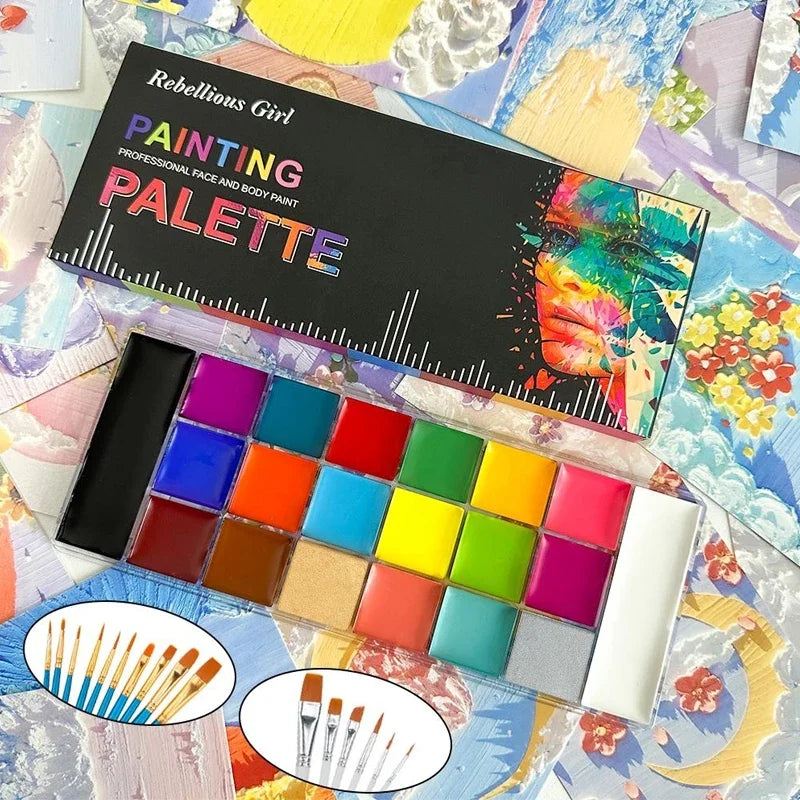 20 Colors Face Body Oil Painting Paint Pigment Non Toxic Safe Kids Flash Tattoo Painting with Brush Art Halloween Cosplay Party    Home Decor Supply | Online Retail | ShoreShopper.com