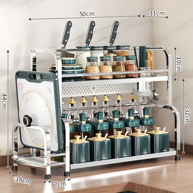 Stainless Steel Kitchen Storage Shelf Seasoning Jar Spice Storage Rack Chopsticks Knife Shelf Bar Organizer Kitchen Supplies    Home Decor Supply | Online Retail | ShoreShopper.com