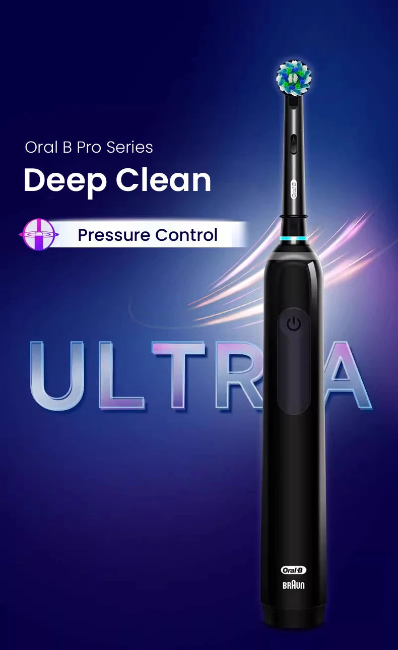 Oral B Pro 4 Ultra Electric Toothbrush 3D Rotation Rechargeable Teeth Brush Pressure Sensor 4 Brushing Modes 2 Min Timer - ShoreCo.Shop