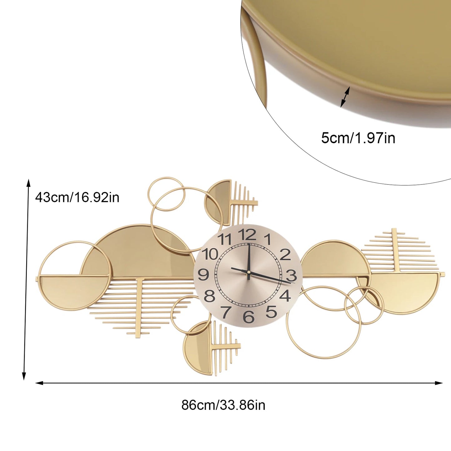 Gold Metal Creative Minimalist Style Decorative Clock    Home Decor Supply | Online Retail | ShoreShopper.com
