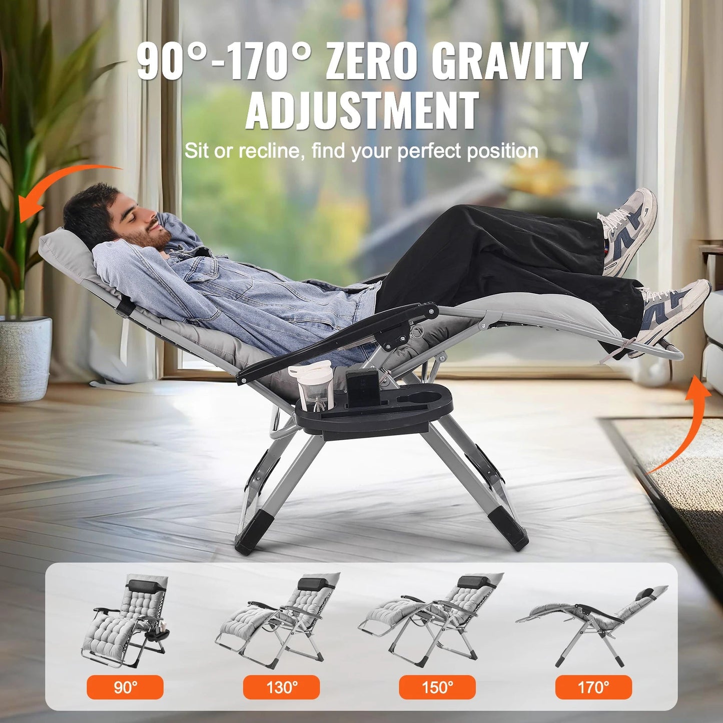 SucceBuy Zero Gravity Chair Zero Gravity Recliner Lounge Chair Adjustable Anti Gravity Chair with Cushion Footrest and Cupholder    Home Decor Supply | Online Retail | ShoreShopper.com
