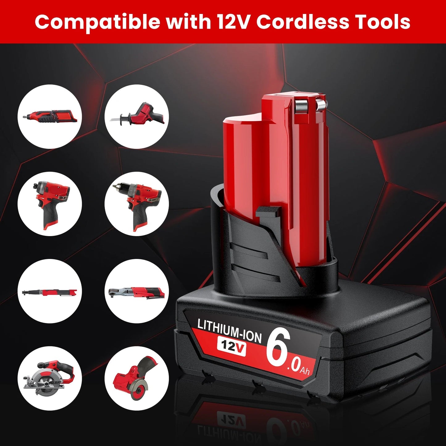 For Milwaukee 12V Tool Battery For Milwaukee M12 6000mAh Lithium Battery Impact Wrench Drill Power Tools Battery    Home Decor Supply | Online Retail | ShoreShopper.com