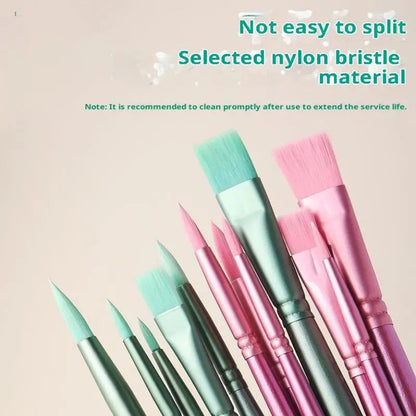 ♥Nylon Bristle Wooden Handle Pointed And Flat Watercolor Paintbrush Set For Art, Acrylic, Gouache, And Oil Painting    Home Decor Supply | Online Retail | ShoreShopper.com