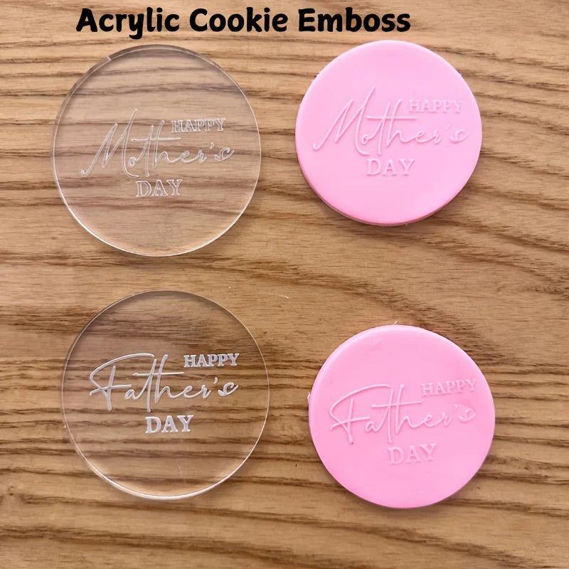 Happy Mother's Day / Father's Day Acrylic Cookie Embosser Stamp - Fondant Cake Decorating Tool for Baking DIY Gifts    Your Coastal Marketplace | Shoreshopper.com