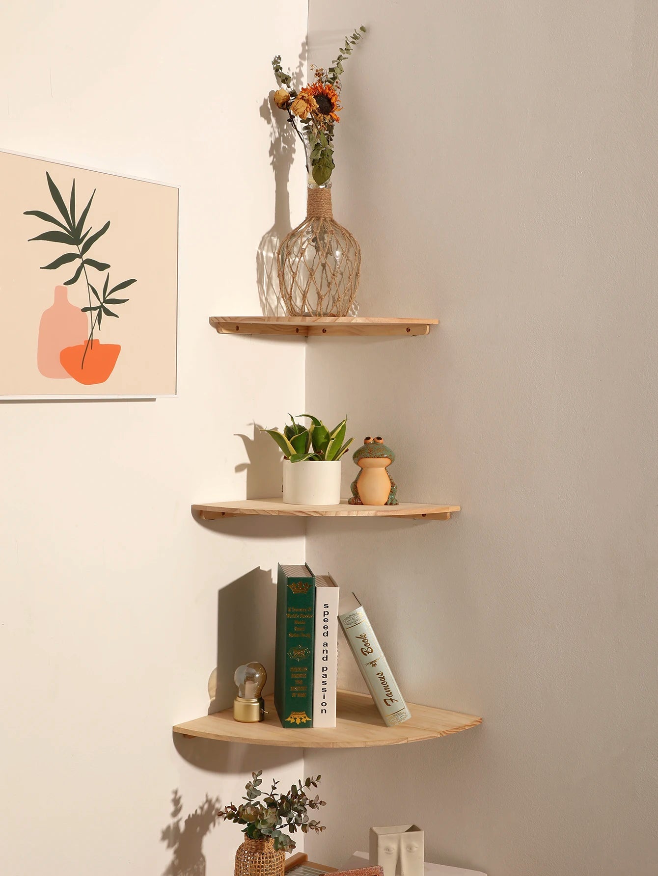 Scalloped Corner Shelves Floating Wall Shelf Storage Rack Wooden Wall Decor Bedroom Living Room Kitchen  Home Decorations Ledge    Home Decor Supply | Online Retail | ShoreShopper.com
