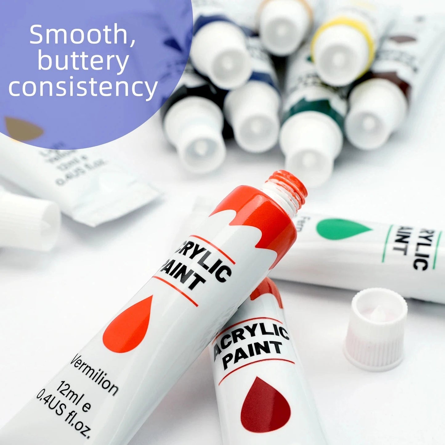 Acrylic Paints Set - 12/24 Colors 12ml Art Painting Kit Supplies for Wood, Canvas, Fabric, Rock, Glass - Non-Toxic Acrylic Paint    Home Decor Supply | Online Retail | ShoreShopper.com