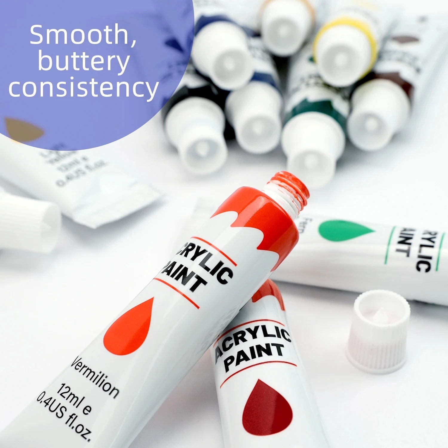 Acrylic Paints Set - 12/24 Colors 12ml Art Painting Kit Supplies for Wood, Canvas, Fabric, Rock, Glass - Non-Toxic Acrylic Paint    Home Decor Supply | Online Retail | ShoreShopper.com