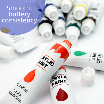 Acrylic Paints Set - 12/24 Colors 12ml Art Painting Kit Supplies for Wood, Canvas, Fabric, Rock, Glass - Non-Toxic Acrylic Paint    Home Decor Supply | Online Retail | ShoreShopper.com