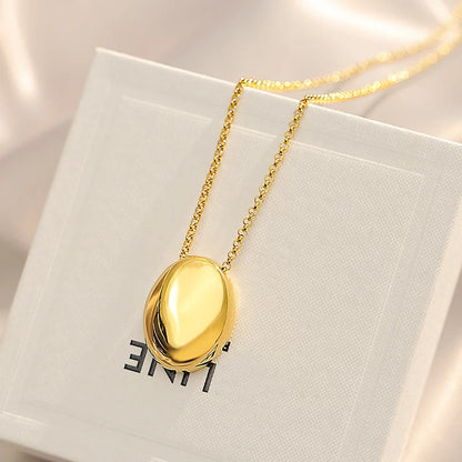 European and American Oval Pendant stainless steel Gold Color Long Necklace Fashion Jewelry Accessories Sweater Chian For Womens    Home Decor Supply | Online Retail | ShoreShopper.com