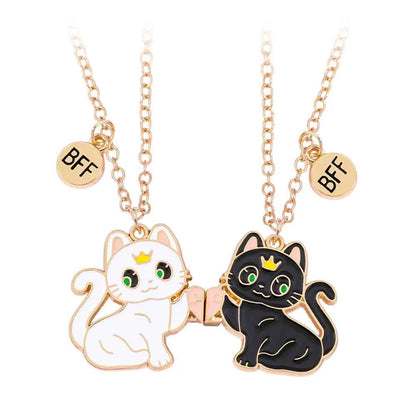 Best Friend Necklace for 2 Gifts Friendship Pendant Necklaces Matching Magnetic Cat BFF Necklace for 2 Girls