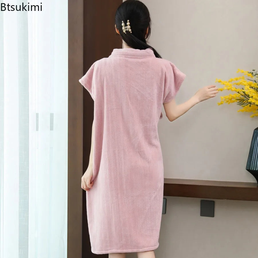 Wearable Bath Towel Bathrobe Women's Homewear Absorbent Quick-drying Comfortable Casual Soft Breathable Loose Nightgown Ladies    Your Coastal Marketplace | Shoreshopper.com