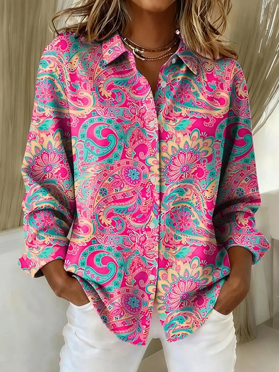 Women's Shirt Blouse Paisley Elegant Stylish Modern Long Sleeve Shirt Collar Regular Tops Work Print Summer Spring Fall Winter    Your Coastal Marketplace | Shoreshopper.com