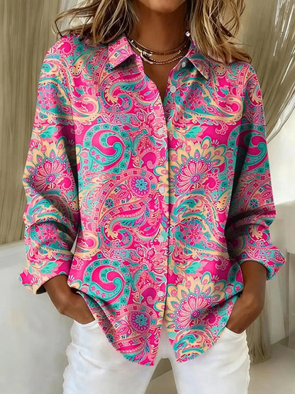 Women's Shirt Blouse Paisley Elegant Stylish Modern Long Sleeve Shirt Collar Regular Tops Work Print Summer Spring Fall Winter    Your Coastal Marketplace | Shoreshopper.com