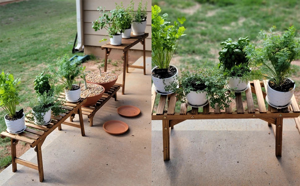 3 Tier Wood Ladder Shelf Corner Plant Stand Indoor Outdoor Flower Pot Rack    Home Decor Supply | Online Retail | ShoreShopper.com
