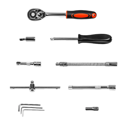 46pcs/set Drive Socket Set Ratchet Wrench Set Car Tool Kit, Bit Socket Wrench Set Metric Mechanic Tool Set Car accessories - ShoreCo.Shop