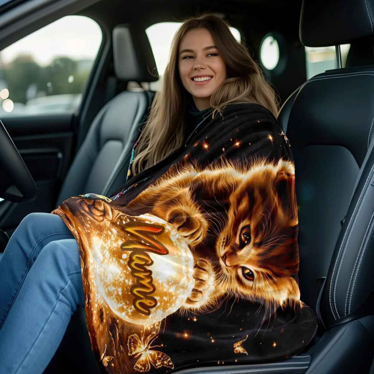 Personalized Kitten Blanket Magical Cat Holding Crystal Ball Name Custom Soft Fleece Throw Blanket Kids Room Decor Gift    Your Coastal Marketplace | Shoreshopper.com