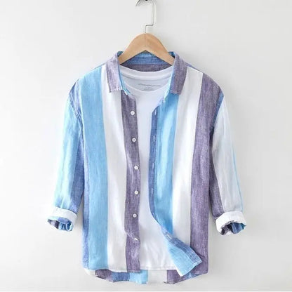 Striped shirt men's 2025 Man Plaid Shirts Cotton Chemise Male Blouses Casual Long Sleeve Formal Business Shirt Men's Clothing    Home Decor Supply | Online Retail | ShoreShopper.com