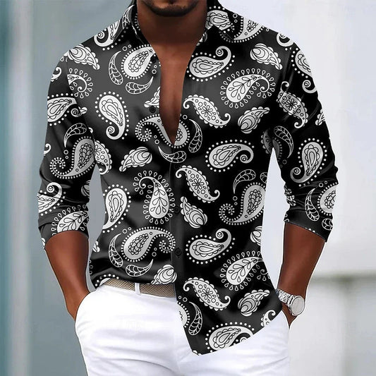 Men's Paisley Floral Print Shirt Fashionable Retro Casual Comfortable Soft Top for Social Party Holiday Clothing    Home Decor Supply | Online Retail | ShoreShopper.com