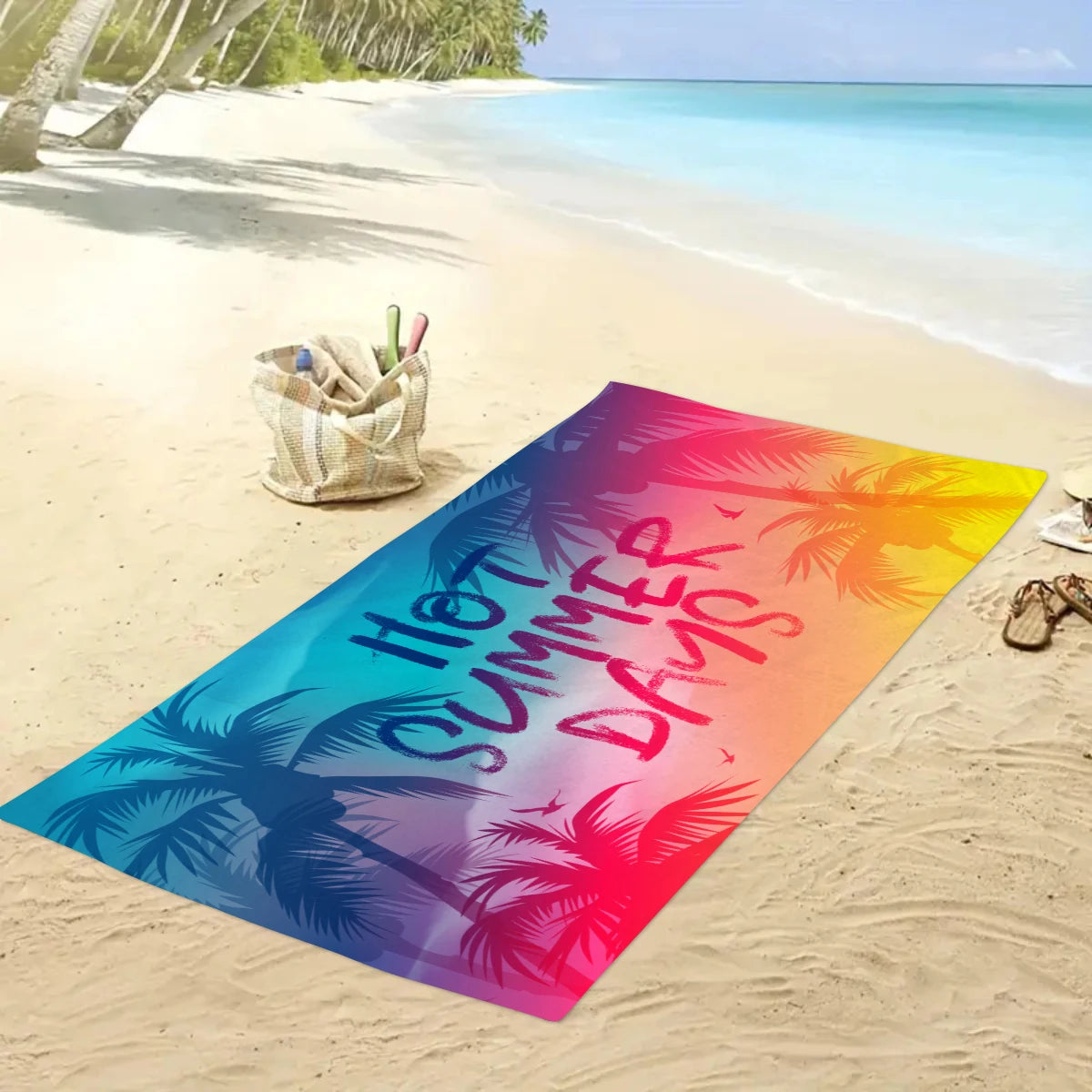 1pc tropical plant printed large beach towel, quick drying absorbent beach towel, swimming, vacation, camping beach towel    Your Coastal Marketplace | Shoreshopper.com