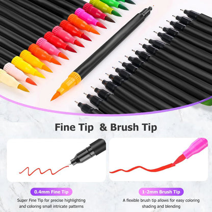 12/24/36/60/80/100/120PCS Dual-Tip Marker Pens Set Watercolor Brush Pens, Art Supplies for Coloring, Excellent Gift for Students    Home Decor Supply | Online Retail | ShoreShopper.com