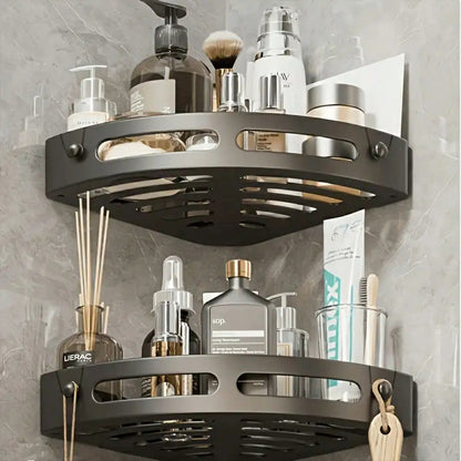 1/2Pcs Wall Mounted Corner Rack: No-Drill Black Bathroom Shampoo Towel Holder    Home Decor Supply | Online Retail | ShoreShopper.com