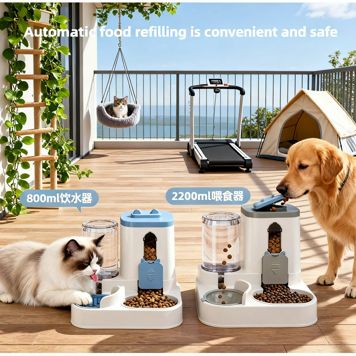Dog & Cat Automatic Feeder & Waterer Set: Gravity Design, Leak-Proof, Spill-Proof, Anti-Slip, Easy to Clean, Built-In Food Bowl - ShoreCo.Shop